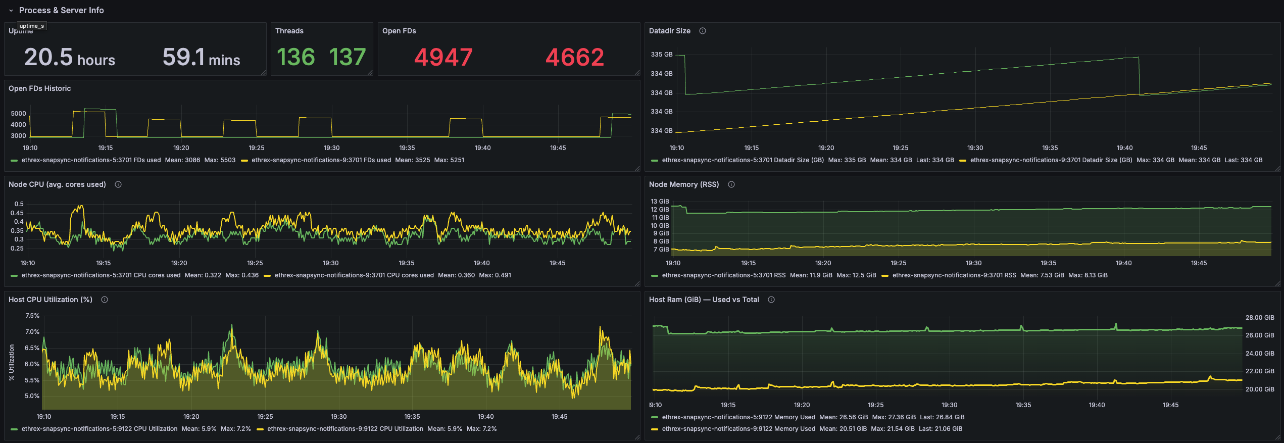 Process & Server info row